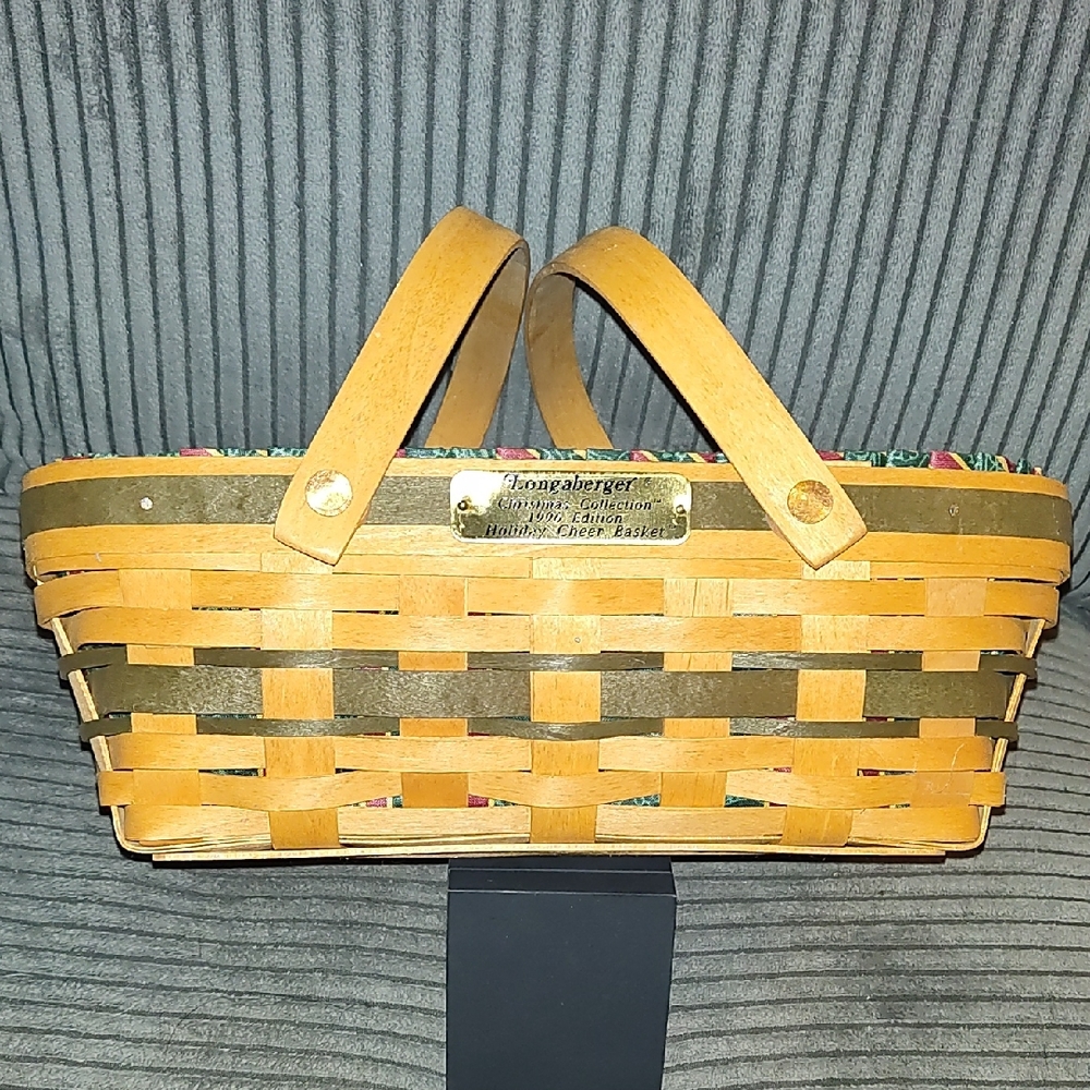 1996 longaberger Xmas Cheer Basket with Fabric And Hard Liners